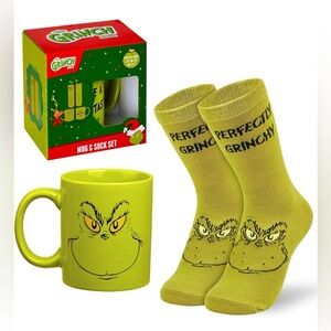 The Grinch Mug and Socks Gift Set for Women Men Teenagers Ceramic